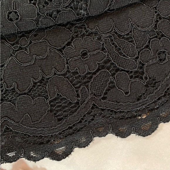 H&M Black Lace Bodycon Deep V-neck Mini Dress Long Sleeves (Size 14) - Picture 9 of 16